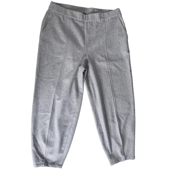 Eileen Fisher Pants L Gray Wool Lantern Flannel Side Zip Fall Winter - Picture 7 of 14